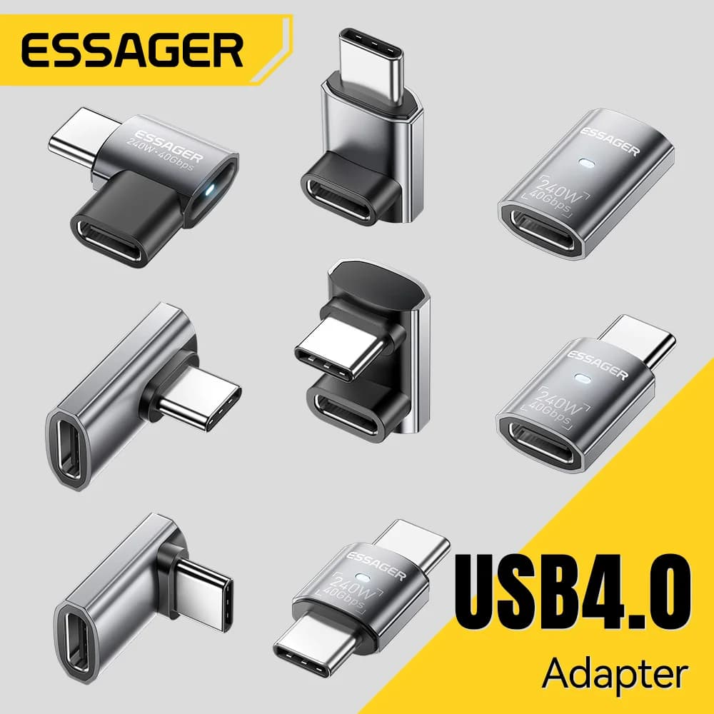 USB4.0 240W 90-laipsnių OTG duomenų adapteris 8K