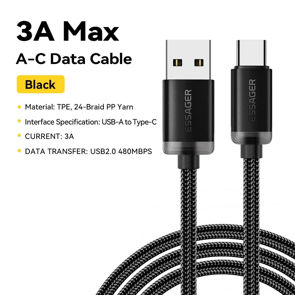 USB-A į USB-C greito įkrovimo duomenų laidą (3A)