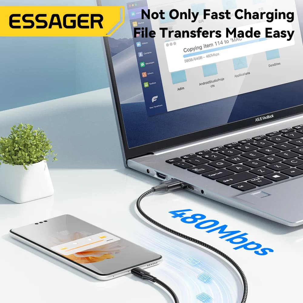 100W 3-in-1 USB-C į Lightning įkrovimo kabelis