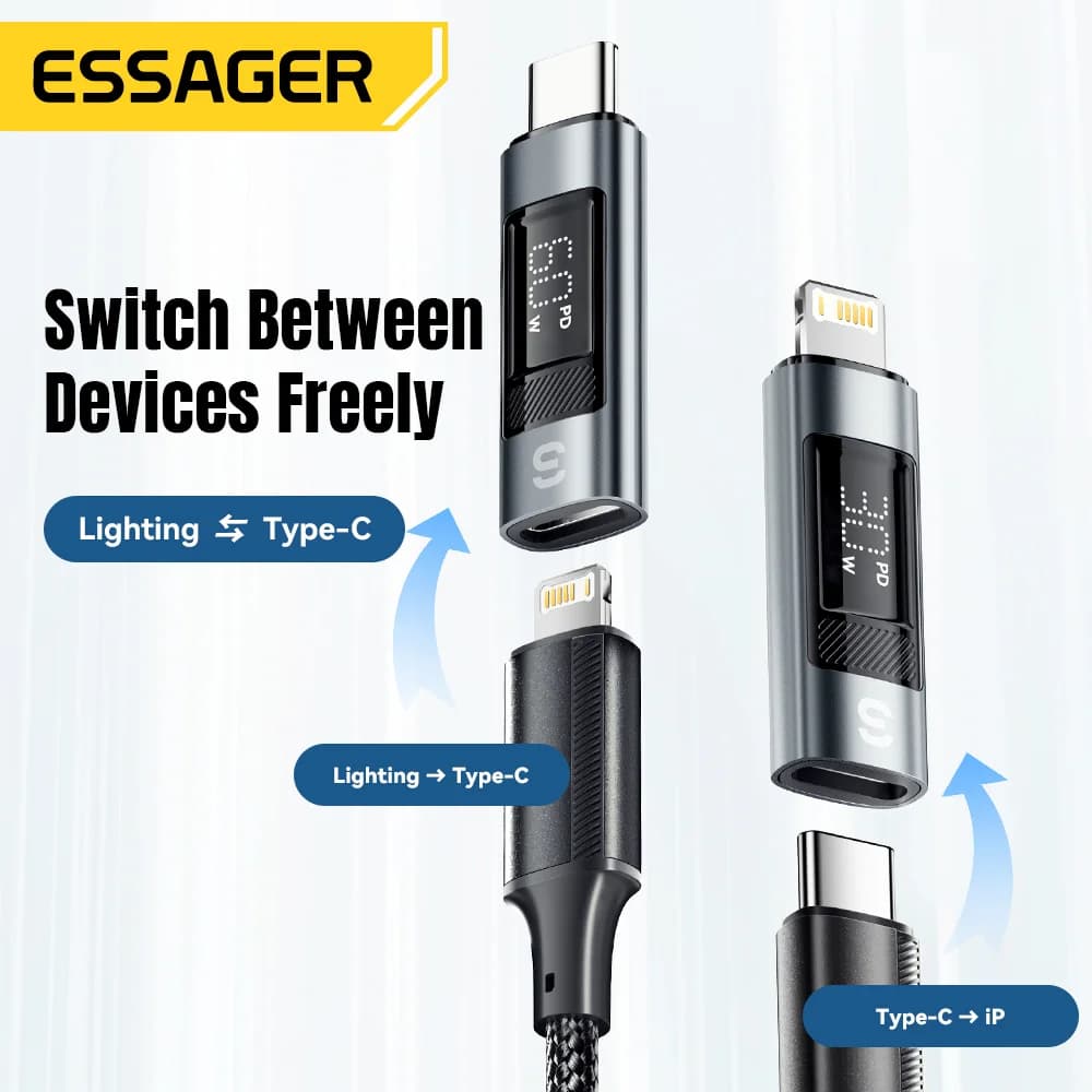 „Lightning“ į USB-C OTG adapteris su skaitmeniniu ekranu