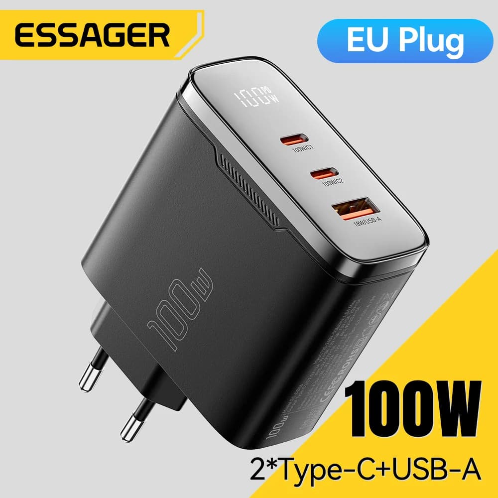 100W GaN USB-C įkroviklis su skaitmeniniu ekranu