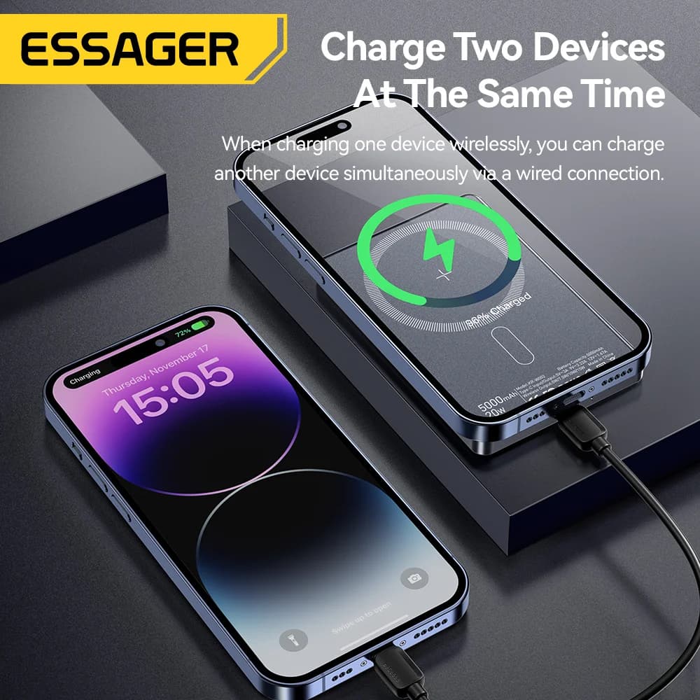 5000mAh magnetinis belaidis power bankas 20W