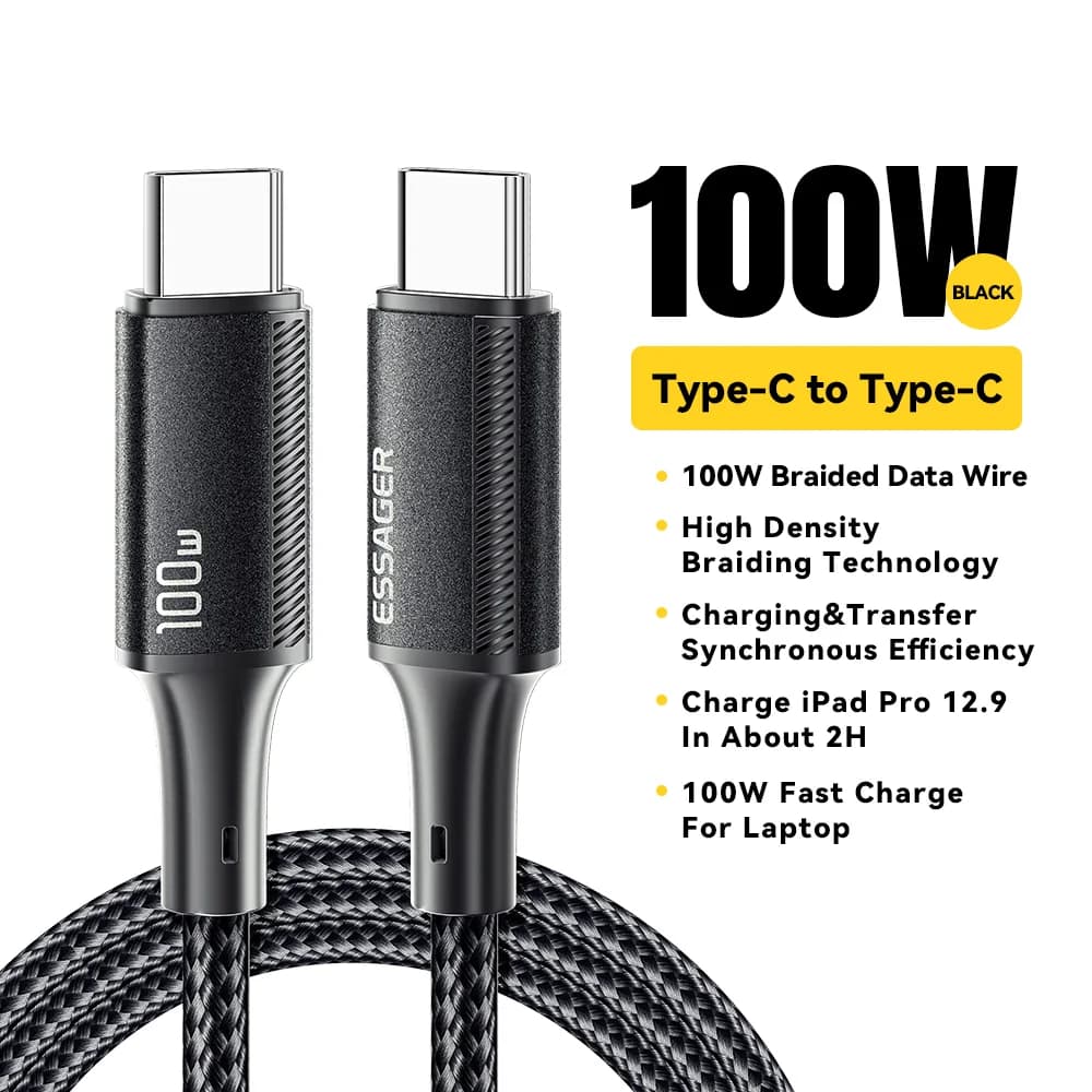 USB-C į USB-C kabelis, 100W PD greitas įkrovimas