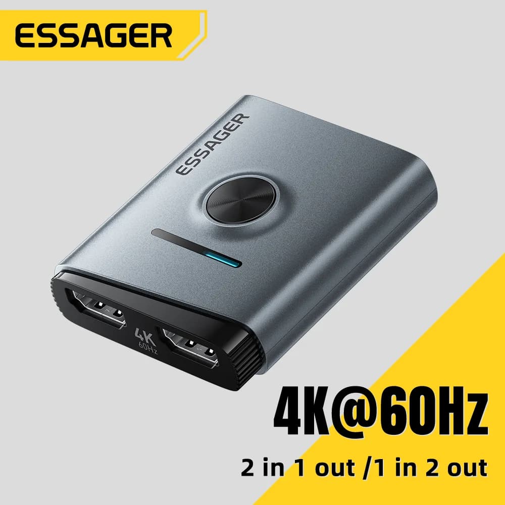 4K 60Hz HDMI perjungiklis 2-in-1 skirstytuvas adapteris