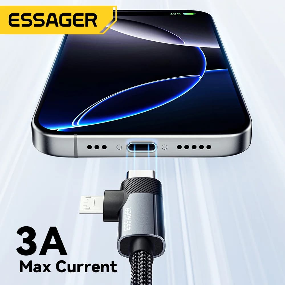 2-in-1 65W PD greitojo įkrovimo laidas Type-C/USB-A į Micro