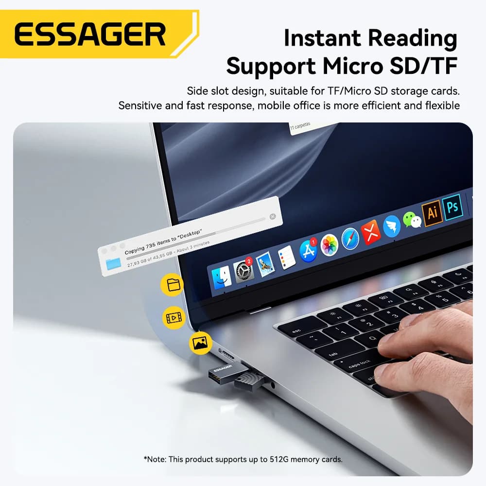 2-in-1 USB-C ir USB 2.0 kortelių skaitytuvas