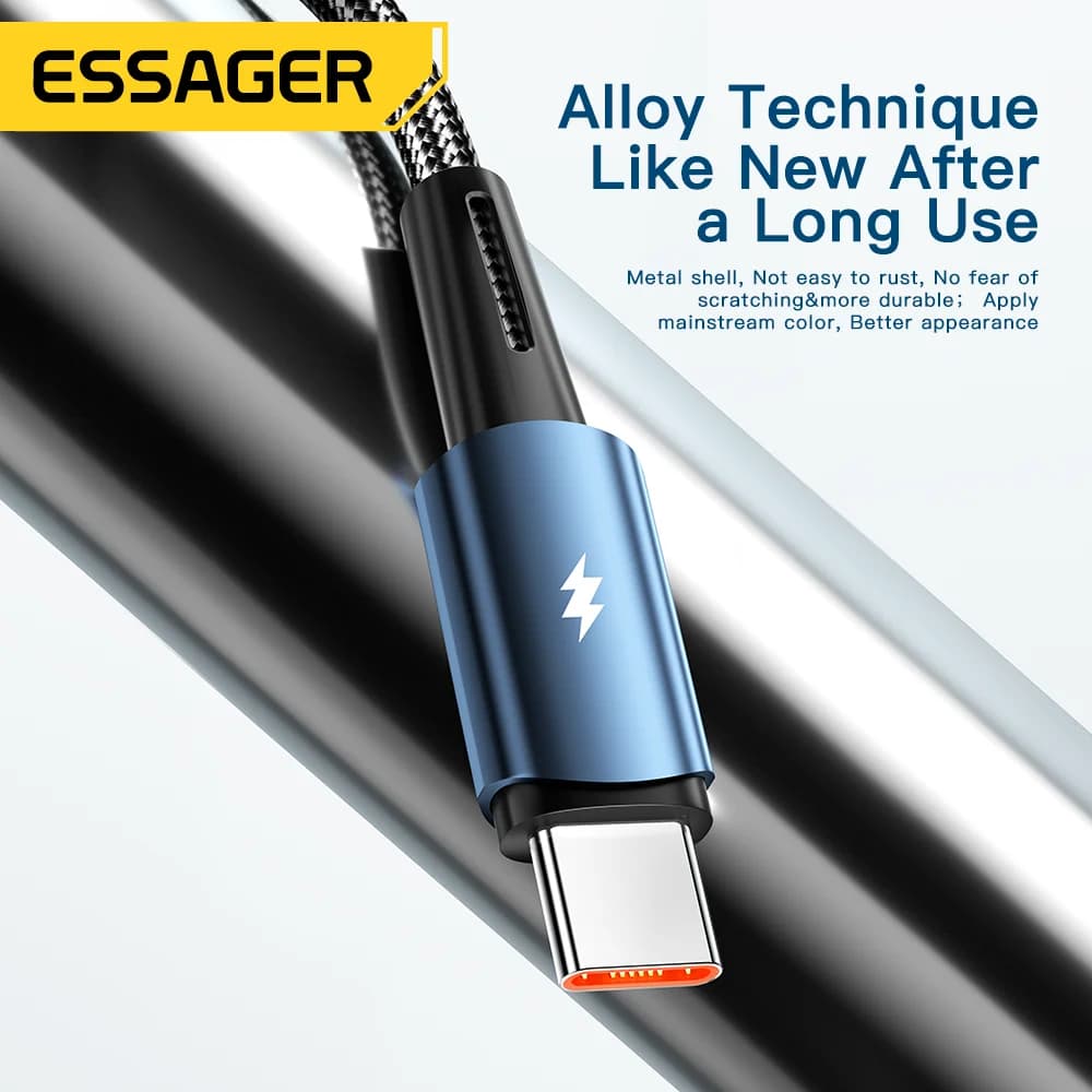 120W USB-C greitojo įkrovimo kabelis, 6A