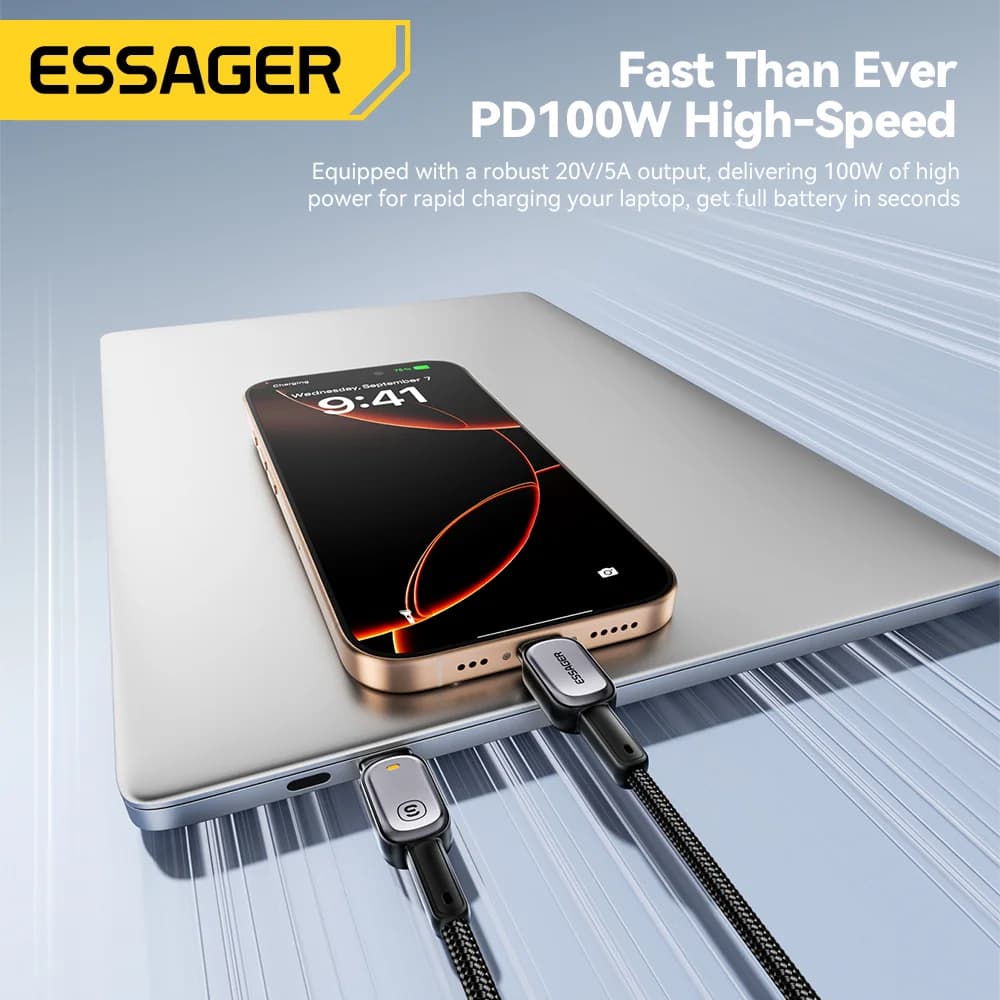 LED 100W USB-C į USB-C laidas, 5A PD greitas įkrovimas