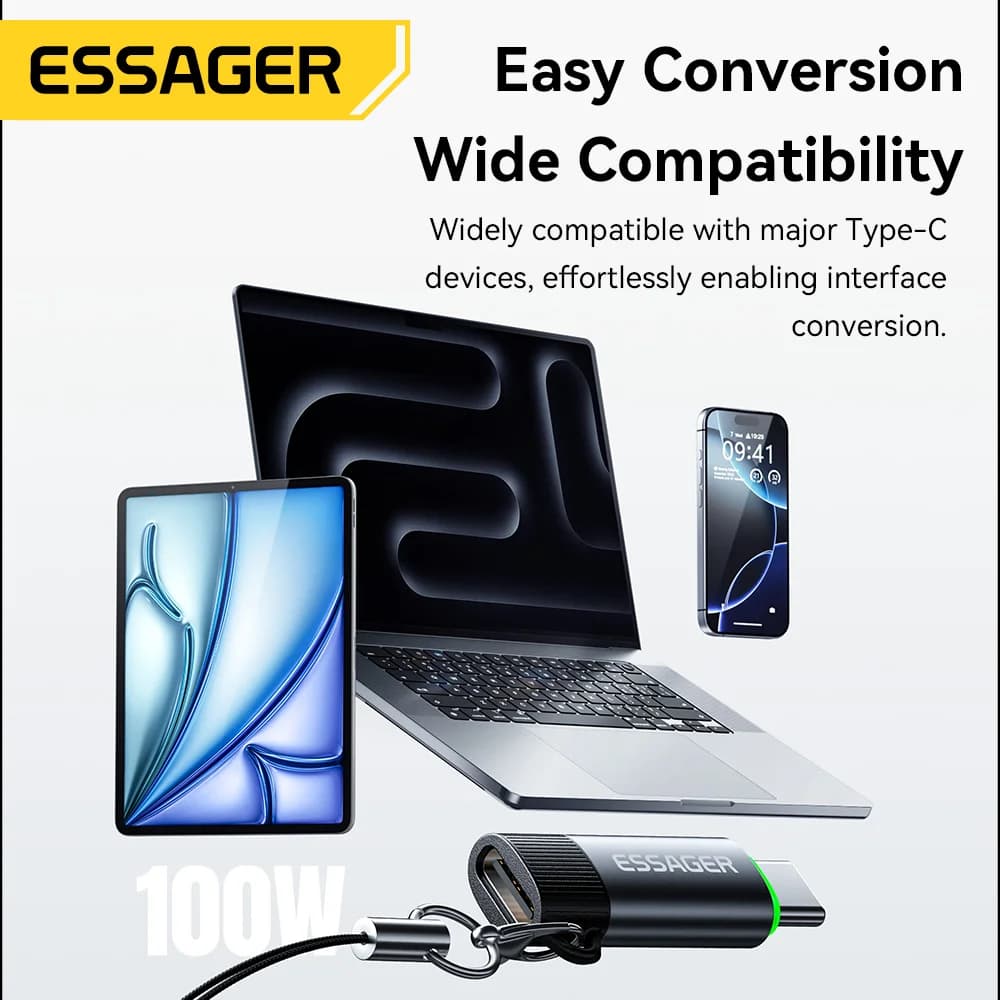 100W išmanusis USB-C OTG adapteris su automatinio išjungimo funkcija