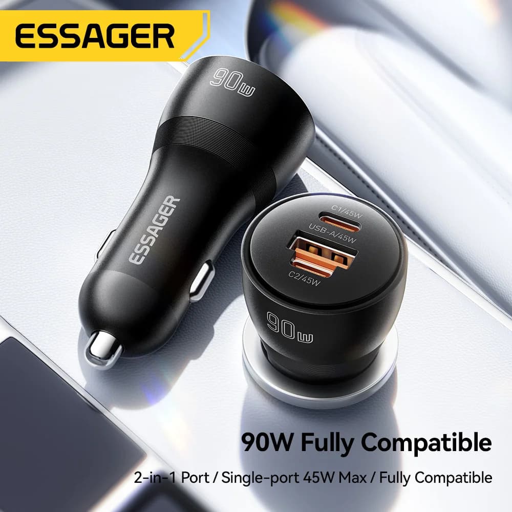 90W USB Type-C PD greitas automobilinis įkroviklis