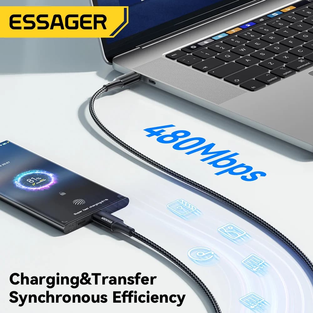 USB-C į USB-C kabelis, 100W PD greitas įkrovimas